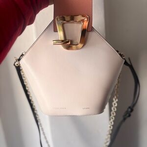 Cream and Tan Crossbody Bag with Chain Strap